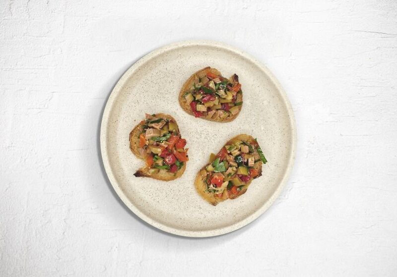 green olive tapenade on crostini