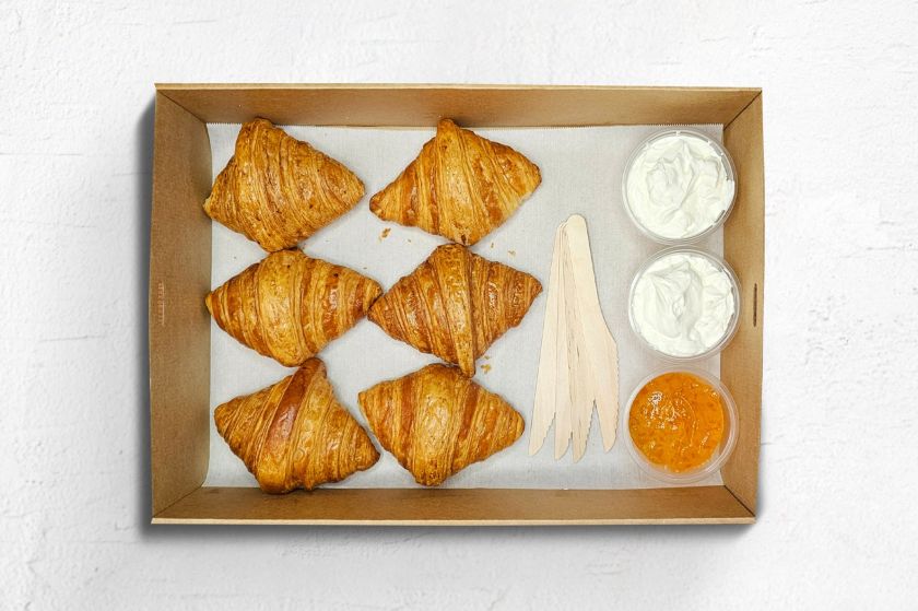Mini croissants served with jam and cream 6 piece platter