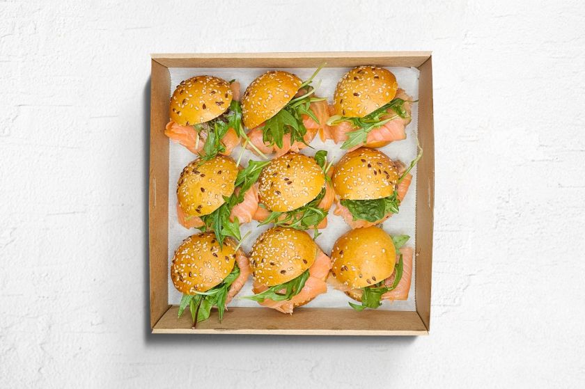 Smoked Salmon Slider platter 9 piece
