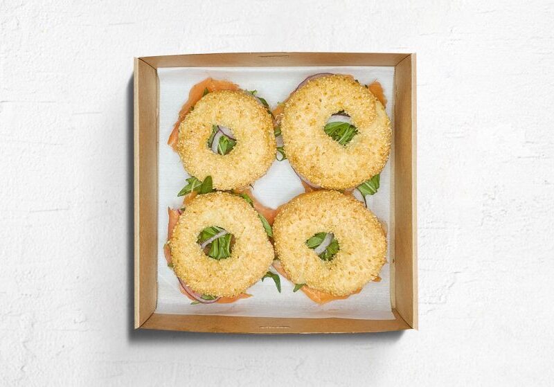 mini smoked salmon bagel 4 piece platter