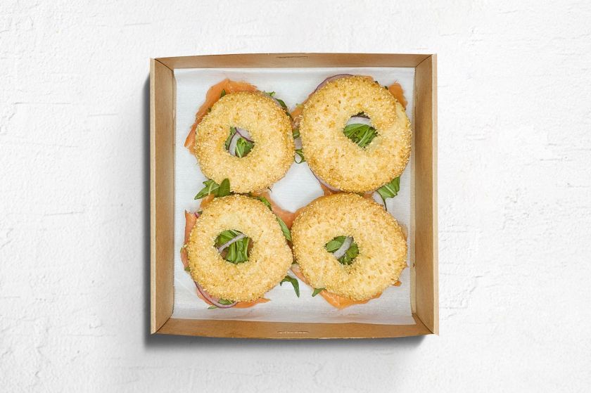 mini smoked salmon bagel 4 piece platter